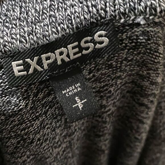 Express Black White Marled Slouchy Cowl Neck Sweater Tunic Dress - Picture 10 of 11